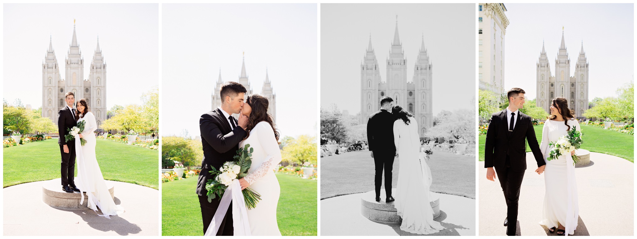 Bride and Groom in front of the Salt Lake City Temple Lds couple