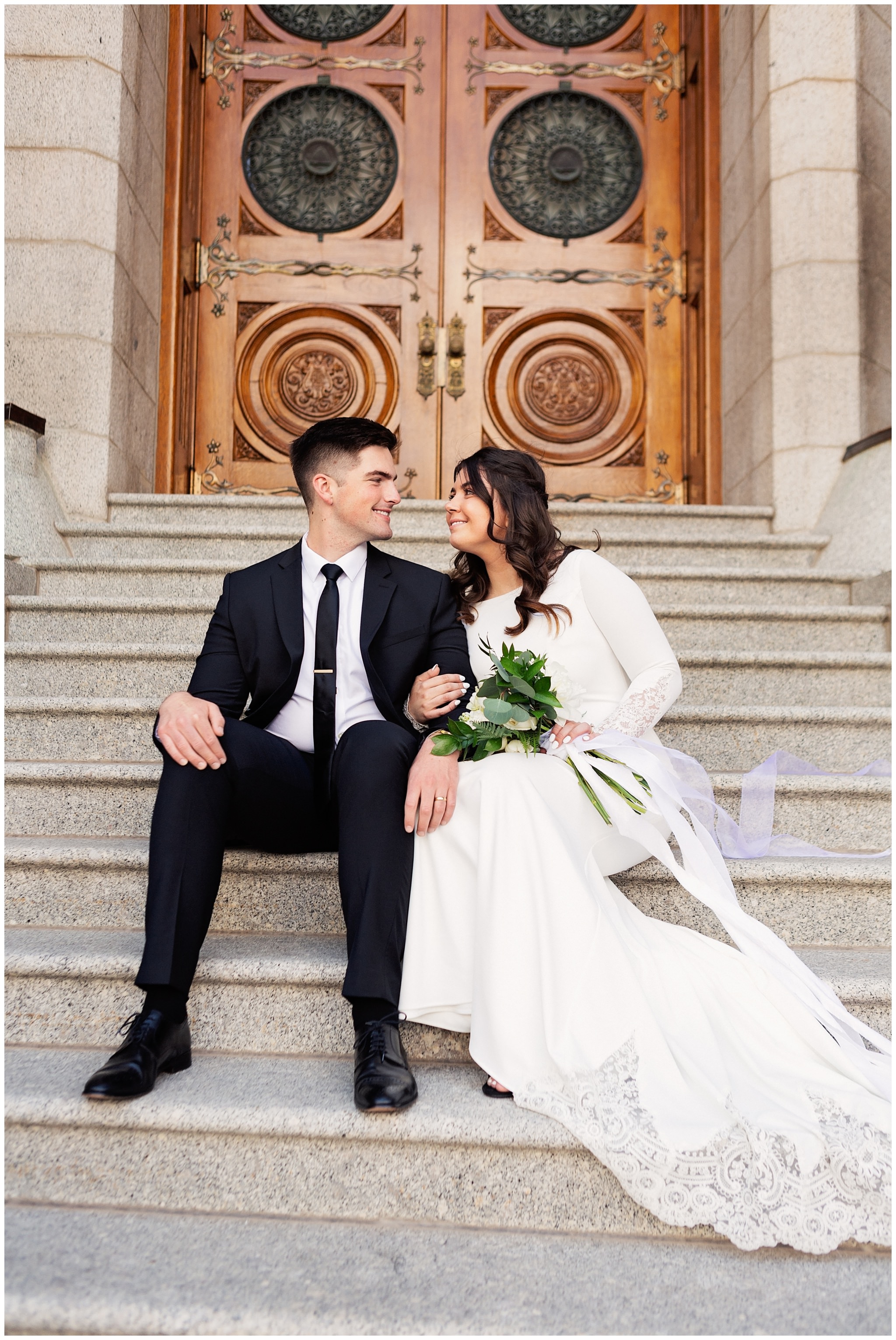 Bride and Groom at Salt Lake City Temple