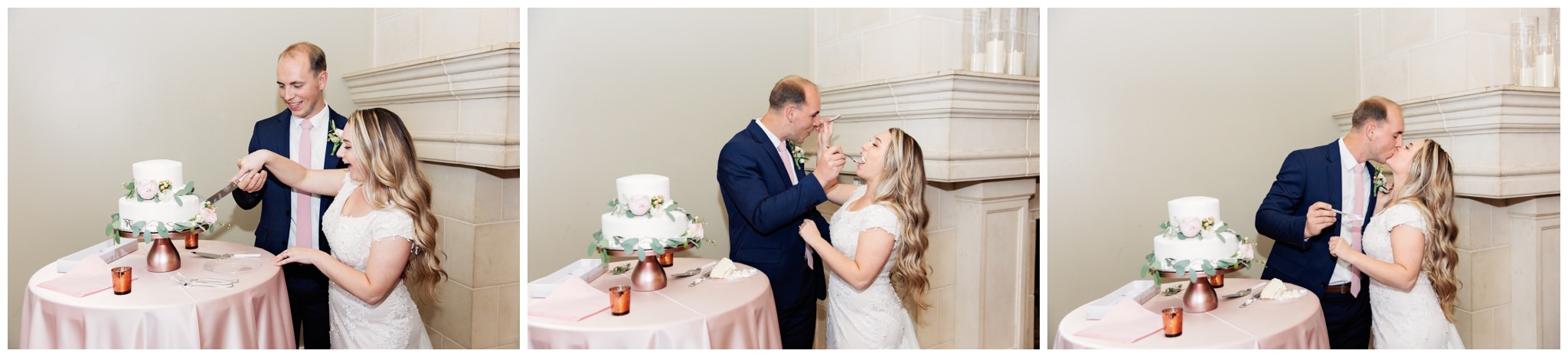 Bride and Groom cutting the cake | Garden Room | Sleepy Ridge Wedding