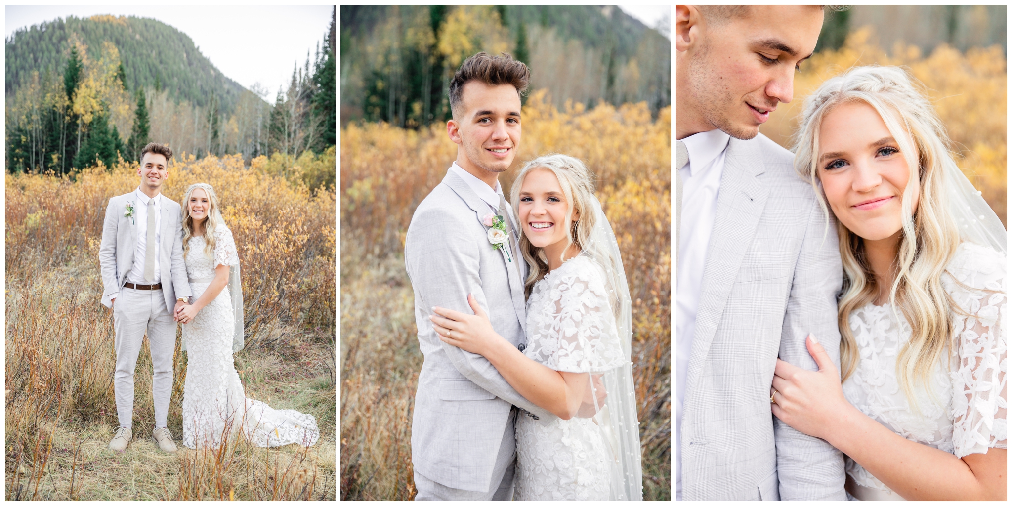 Bride and groom photos on their wedding day in Utah