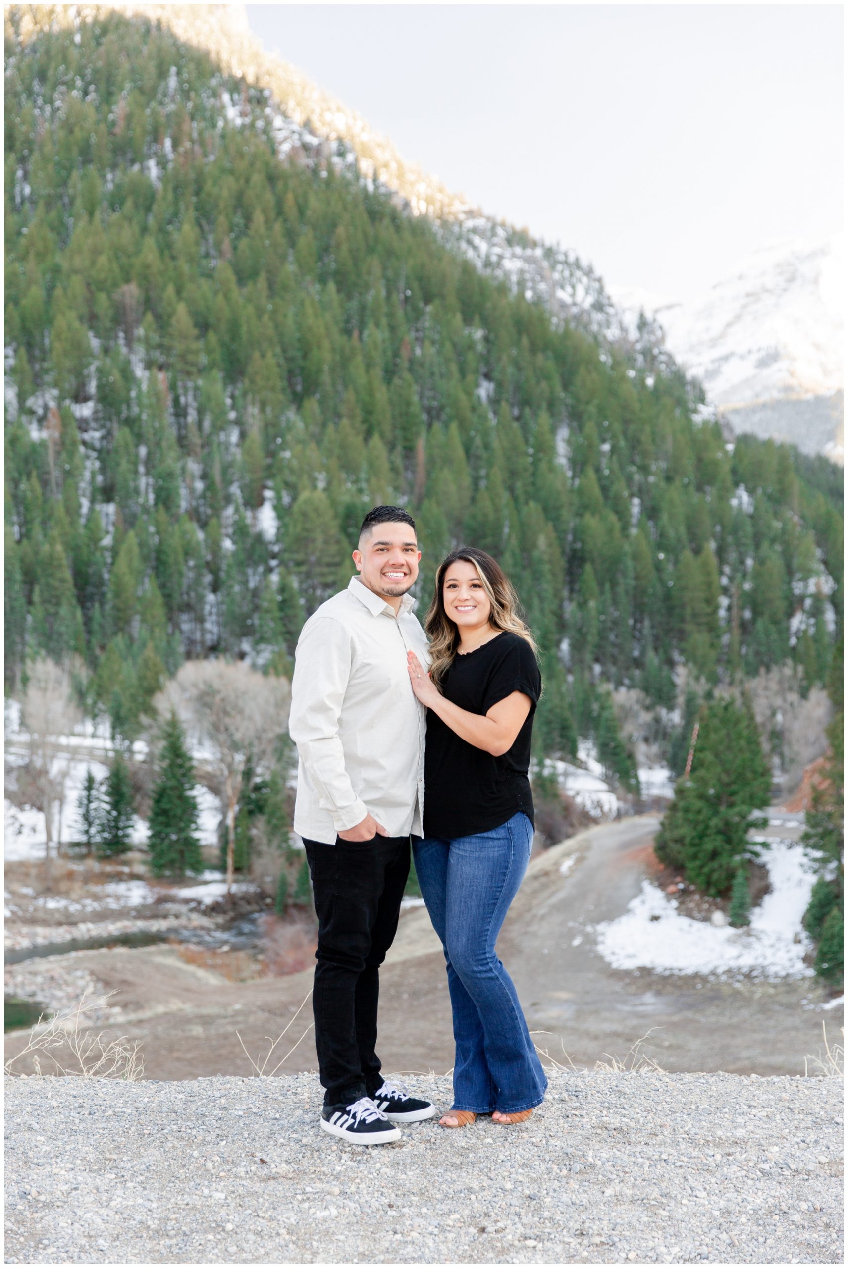 Snowy engagement session in Utah